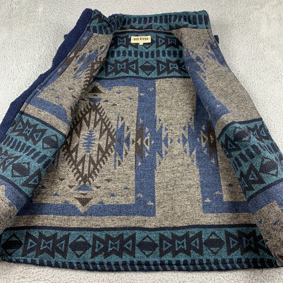 Red River Vest Womens 2X Blue Faux Suede Aztec Southwest Lined Heavyweight Zip - Picture 2 of 13